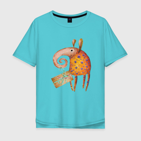 Мужская футболка хлопок Oversize с принтом Муравьед с подарком в Санкт-Петербурге, 100% хлопок | свободный крой, круглый ворот, “спинка” длиннее передней части | день рождения | муравей | муравьед | подарок | праздник