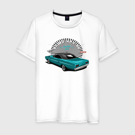 Мужская футболка хлопок с принтом Гоночный ретро автомобиль в Кировске, 100% хлопок | прямой крой, круглый вырез горловины, длина до линии бедер, слегка спущенное плечо. | авто | автомобиль | гонка | гонки | гоночный | ретро автомобиль