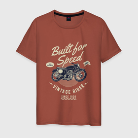 Мужская футболка хлопок с принтом Vintage Moto в Санкт-Петербурге, 100% хлопок | прямой крой, круглый вырез горловины, длина до линии бедер, слегка спущенное плечо. | moto | классика | мото | мотоцикл | ретро | старый мото | старый мотоцикл