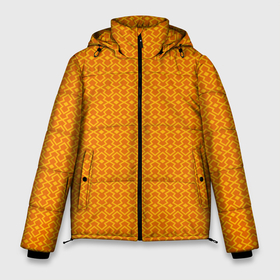 Мужская зимняя куртка 3D с принтом Оранжевые классические узоры в Санкт-Петербурге, верх — 100% полиэстер; подкладка — 100% полиэстер; утеплитель — 100% полиэстер | длина ниже бедра, свободный силуэт Оверсайз. Есть воротник-стойка, отстегивающийся капюшон и ветрозащитная планка. 

Боковые карманы с листочкой на кнопках и внутренний карман на молнии. | Тематика изображения на принте: абстрактные | классика | классические | нейтральные | спокойные | узор | узоры