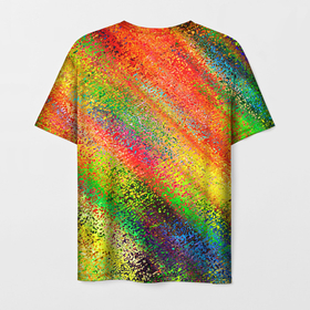 Мужская футболка 3D с принтом Rainbow inclusions , 100% полиэфир | прямой крой, круглый вырез горловины, длина до линии бедер | abstraction | blue | color | orange | pink | rainbow | red | абстракция | красный | оранжевый | радуга | розовый | синий | цветной
