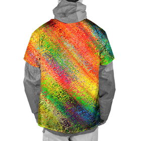 Накидка на куртку 3D с принтом Rainbow inclusions в Санкт-Петербурге, 100% полиэстер |  | Тематика изображения на принте: abstraction | blue | color | orange | pink | rainbow | red | абстракция | красный | оранжевый | радуга | розовый | синий | цветной