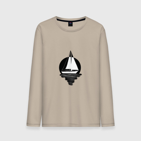 Мужской лонгслив хлопок с принтом яхта в круге в Тюмени, 100% хлопок |  | вода | геометрия | лодка | море | моряку | отпуск | парус | яхта