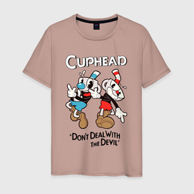 Мужская футболка хлопок с принтом Cuphead   