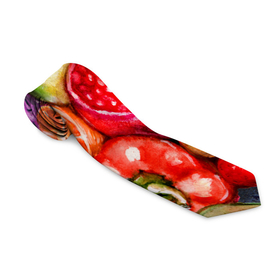 Галстук 3D с принтом Вкусное изобилие в Петрозаводске, 100% полиэстер | Длина 148 см; Плотность 150-180 г/м2 | акварель | акварельный | гранат | для кухни | еда | изобилие | изобильный | капуста | колбаса | кухонный | лето | морковь | овощи | перец | помидоры | рисунок | урожай | фрукты | цветы | яблоки | ягоды