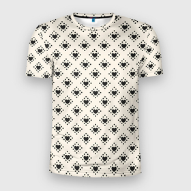 Мужская футболка 3D Slim с принтом Черные сердечки паттерн в Екатеринбурге, 100% полиэстер с улучшенными характеристиками | приталенный силуэт, круглая горловина, широкие плечи, сужается к линии бедра | абстрактные | абстракция | геометрия | классика | классические | нейтральные | спокойные | узор | узоры