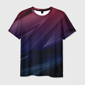 Мужская футболка 3D с принтом Geometry violet dark в Тюмени, 100% полиэфир | прямой крой, круглый вырез горловины, длина до линии бедер | 3d | 3д | black | red | texture | геометрия | красно синее | синий | текстуры | фигуры | фиолетовый | черно фиолетовый | черный