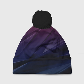 Шапка 3D c помпоном с принтом Geometry violet dark в Екатеринбурге, 100% полиэстер | универсальный размер, печать по всей поверхности изделия | 3d | 3д | black | red | texture | геометрия | красно синее | синий | текстуры | фигуры | фиолетовый | черно фиолетовый | черный