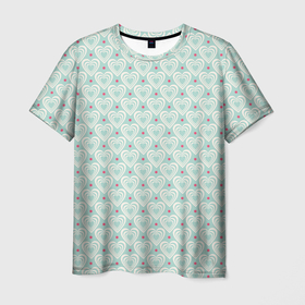 Мужская футболка 3D с принтом Светлые сердечки в Петрозаводске, 100% полиэфир | прямой крой, круглый вырез горловины, длина до линии бедер | Тематика изображения на принте: абстрактные | абстракция | геометрия | классика | классические | нейтральные | спокойные | узор | узоры