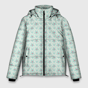 Мужская зимняя куртка 3D с принтом Светлые сердечки в Петрозаводске, верх — 100% полиэстер; подкладка — 100% полиэстер; утеплитель — 100% полиэстер | длина ниже бедра, свободный силуэт Оверсайз. Есть воротник-стойка, отстегивающийся капюшон и ветрозащитная планка. 

Боковые карманы с листочкой на кнопках и внутренний карман на молнии. | Тематика изображения на принте: абстрактные | абстракция | геометрия | классика | классические | нейтральные | спокойные | узор | узоры