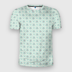 Мужская футболка 3D Slim с принтом Светлые сердечки в Екатеринбурге, 100% полиэстер с улучшенными характеристиками | приталенный силуэт, круглая горловина, широкие плечи, сужается к линии бедра | абстрактные | абстракция | геометрия | классика | классические | нейтральные | спокойные | узор | узоры