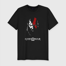 Мужская футболка хлопок Slim с принтом Kratos   God of War в Екатеринбурге, 92% хлопок, 8% лайкра | приталенный силуэт, круглый вырез ворота, длина до линии бедра, короткий рукав | god of war | kratos | бог войны | игры | кратос