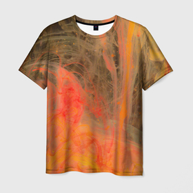 Мужская футболка 3D с принтом Абстрактное множество красок   Оранжевый в Тюмени, 100% полиэфир | прямой крой, круглый вырез горловины, длина до линии бедер | abstraction | art | artwork | blood | colorful | colors | graphics | paints | patterns | surrealism | sweethuman | sweethumen | абстракция | арт | графика | искусство | краски | кровь | разноцветный | сюрреализм | узоры | цвета