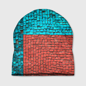 Шапка 3D с принтом Каменно кирпичная броня   Оранжевый в Новосибирске, 100% полиэстер | универсальный размер, печать по всей поверхности изделия | abstraction | art | artwork | bricks | colorful | colors | geometry | graphics | patterns | stones | surrealism | sweethuman | sweethumen | абстракция | арт | геометрия | графика | искусство | камни | кирпичи | разноцветный | сюрреализм | узоры | цвета