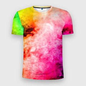 Мужская футболка 3D Slim с принтом Взрыв Красок I Дым , 100% полиэстер с улучшенными характеристиками | приталенный силуэт, круглая горловина, широкие плечи, сужается к линии бедра | арт | дым | искуство | красочный | лето | настроение | позитив | яркий