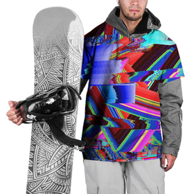 Накидка на куртку 3D с принтом Авангардный модный глитч в Новосибирске, 100% полиэстер |  | abstraction | color | fashion | glitch | neon | vanguard | абстракция | авангард | глитч | мода | неон | цвет