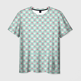 Мужская футболка 3D с принтом Светлые сердечки узоры в Белгороде, 100% полиэфир | прямой крой, круглый вырез горловины, длина до линии бедер | абстрактные | абстракция | геометрия | классика | классические | нейтральные | спокойные | узор | узоры