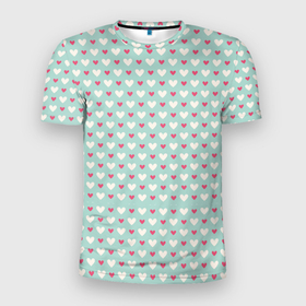 Мужская футболка 3D Slim с принтом Светлые сердечки узоры в Курске, 100% полиэстер с улучшенными характеристиками | приталенный силуэт, круглая горловина, широкие плечи, сужается к линии бедра | абстрактные | абстракция | геометрия | классика | классические | нейтральные | спокойные | узор | узоры