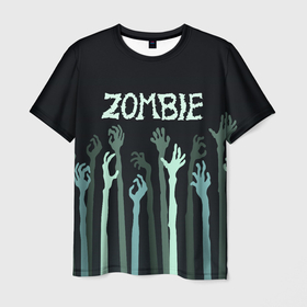 Мужская футболка 3D с принтом Зомби руки в Белгороде, 100% полиэфир | прямой крой, круглый вырез горловины, длина до линии бедер | zombie | абстракция | апокалипсис | дудл | зеленые | зомби | конец света | мертвеца | мертвецы | надпись | по краю | по низу | руки | человеческие | черный