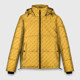 Мужская зимняя куртка 3D с принтом Волнистые желтые узоры в Кировске, верх — 100% полиэстер; подкладка — 100% полиэстер; утеплитель — 100% полиэстер | длина ниже бедра, свободный силуэт Оверсайз. Есть воротник-стойка, отстегивающийся капюшон и ветрозащитная планка. 

Боковые карманы с листочкой на кнопках и внутренний карман на молнии. | абстрактные | абстракция | геометрия | классика | классические | нейтральные | спокойные | узор | узоры