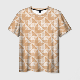 Мужская футболка 3D с принтом Коричневые узоры в Санкт-Петербурге, 100% полиэфир | прямой крой, круглый вырез горловины, длина до линии бедер | абстрактные | абстракция | геометрия | классика | классические | нейтральные | спокойные | узор | узоры