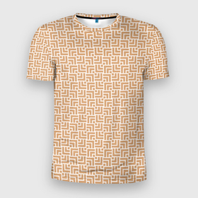 Мужская футболка 3D Slim с принтом Коричневые узоры в Белгороде, 100% полиэстер с улучшенными характеристиками | приталенный силуэт, круглая горловина, широкие плечи, сужается к линии бедра | абстрактные | абстракция | геометрия | классика | классические | нейтральные | спокойные | узор | узоры