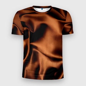 Мужская футболка 3D Slim с принтом Шелк шоколадный оттенок в Екатеринбурге, 100% полиэстер с улучшенными характеристиками | приталенный силуэт, круглая горловина, широкие плечи, сужается к линии бедра | Тематика изображения на принте: текстура шелка | ткань | шелк | шелк шоколад | шоколадный цвет
