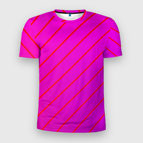 Мужская футболка 3D Slim с принтом Розовый и фиолетовые линии в Екатеринбурге, 100% полиэстер с улучшенными характеристиками | приталенный силуэт, круглая горловина, широкие плечи, сужается к линии бедра | абстрактные | геометрия | классика | классические | нейтральные | спокойные | узор | узоры