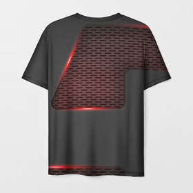 Мужская футболка 3D с принтом Объемная красная сетка на черной пластине в Петрозаводске, 100% полиэфир | прямой крой, круглый вырез горловины, длина до линии бедер | абстрактные | геометрия | классика | классические | нейтральные | спокойные | узор | узоры