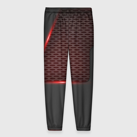 Мужские брюки 3D с принтом Объемная красная сетка на черной пластине в Екатеринбурге, 100% полиэстер | манжеты по низу, эластичный пояс регулируется шнурком, по бокам два кармана без застежек, внутренняя часть кармана из мелкой сетки | абстрактные | геометрия | классика | классические | нейтральные | спокойные | узор | узоры