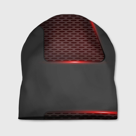 Шапка 3D с принтом Объемная красная сетка на черной пластине в Курске, 100% полиэстер | универсальный размер, печать по всей поверхности изделия | абстрактные | геометрия | классика | классические | нейтральные | спокойные | узор | узоры