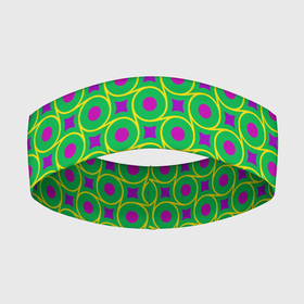 Повязка на голову 3D с принтом Фиолетовые кружочки на зеленом фоне в Белгороде,  |  | абстрактные | геометрия | классика | классические | нейтральные | спокойные | узор | узоры