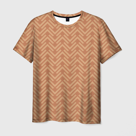 Мужская футболка 3D с принтом Плитки кофейного цвета в Петрозаводске, 100% полиэфир | прямой крой, круглый вырез горловины, длина до линии бедер | Тематика изображения на принте: абстрактные | геометрия | классика | классические | нейтральные | спокойные | узор | узоры