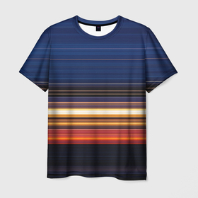 Мужская футболка 3D с принтом Градиент вечерний закат , 100% полиэфир | прямой крой, круглый вырез горловины, длина до линии бедер | вечер | градиент | закат | иллюстрация | контраст | неоднородный | полосы | узор