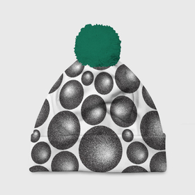 Шапка 3D c помпоном с принтом Объёмные шары   текстура в Тюмени, 100% полиэстер | универсальный размер, печать по всей поверхности изделия | 3d | 3д | геометрия | объёмная | объёмные | паттерн | текстура | шары