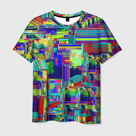 Мужская футболка 3D с принтом Vanguard fractal pattern в Санкт-Петербурге, 100% полиэфир | прямой крой, круглый вырез горловины, длина до линии бедер | abstraction | fashion | fractal | glitch | pattern | vanguard | абстракция | авангард | глитч | мода | паттерн | фрактал