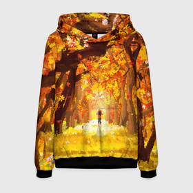 Мужская толстовка 3D с принтом В осеннем парке в Курске, 100% полиэстер | двухслойный капюшон со шнурком для регулировки, мягкие манжеты на рукавах и по низу толстовки, спереди карман-кенгуру с мягким внутренним слоем. | Тематика изображения на принте: autumn | времена года | осенний пейзаж | осень | природа