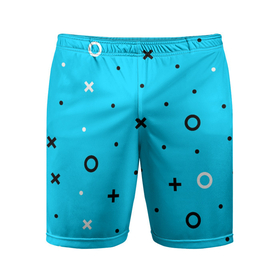 Мужские шорты спортивные с принтом X O Плюсы и ноли ,  |  | абстрактные | геометрия | классика | классические | нейтральные | спокойные | узор | узоры