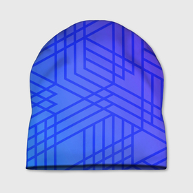 Шапка 3D с принтом Синий градиент geometry в Тюмени, 100% полиэстер | универсальный размер, печать по всей поверхности изделия | абстрактные | геометрия | классика | классические | нейтральные | спокойные | узор | узоры