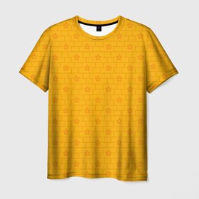 Мужская футболка 3D с принтом Желтые кирпичики и цветы , 100% полиэфир | прямой крой, круглый вырез горловины, длина до линии бедер | абстрактные | геометрия | классика | классические | нейтральные | спокойные | узор | узоры