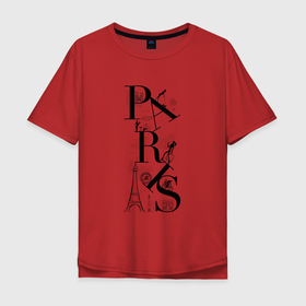 Мужская футболка хлопок Oversize с принтом Париж минимализм в Петрозаводске, 100% хлопок | свободный крой, круглый ворот, “спинка” длиннее передней части | Тематика изображения на принте: арт | город | минимализм | париж | принт