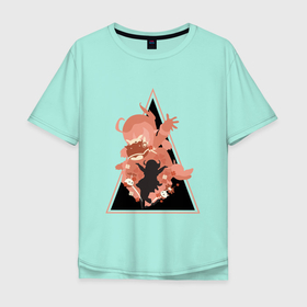 Мужская футболка хлопок Oversize с принтом Genshin impact Kli Art в Санкт-Петербурге, 100% хлопок | свободный крой, круглый ворот, “спинка” длиннее передней части | genshin | impact | kli | pyro | red girl | геншин | импакт | кли | красная девушка | пиро