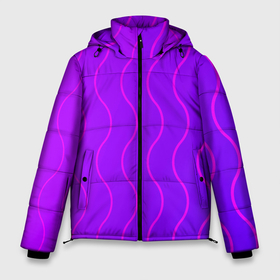 Мужская зимняя куртка 3D с принтом Фиолетовые линии в Петрозаводске, верх — 100% полиэстер; подкладка — 100% полиэстер; утеплитель — 100% полиэстер | длина ниже бедра, свободный силуэт Оверсайз. Есть воротник-стойка, отстегивающийся капюшон и ветрозащитная планка. 

Боковые карманы с листочкой на кнопках и внутренний карман на молнии. | абстрактные | классика | классические | нейтральные | спокойные | узор | узоры