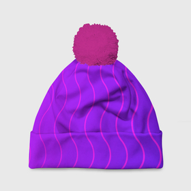Шапка 3D c помпоном с принтом Фиолетовые линии в Кировске, 100% полиэстер | универсальный размер, печать по всей поверхности изделия | абстрактные | классика | классические | нейтральные | спокойные | узор | узоры