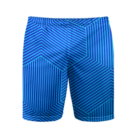 Мужские шорты спортивные с принтом Blue geometry линии ,  |  | абстрактные | классика | классические | нейтральные | спокойные | узор | узоры