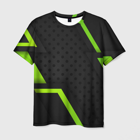 Мужская футболка 3D с принтом BLACK GREEN GEOMETRY в Курске, 100% полиэфир | прямой крой, круглый вырез горловины, длина до линии бедер | абстрактные | классика | классические | нейтральные | спокойные | узор | узоры