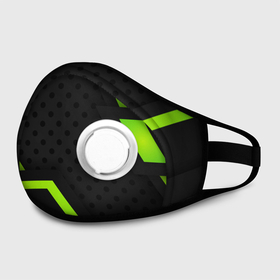 Маска из неопрена с принтом BLACK GREEN GEOMETRY в Смоленске, неопрен 100% | Форма огибающая нос. Резинки для ушей с дополнительной резинкой на затылке. Клапан для выдоха для активного дыхания при занятиях спортом. Эластичный материал маски и окантовки для лучшего растяжения и прилегания маски.  | Тематика изображения на принте: абстрактные | классика | классические | нейтральные | спокойные | узор | узоры