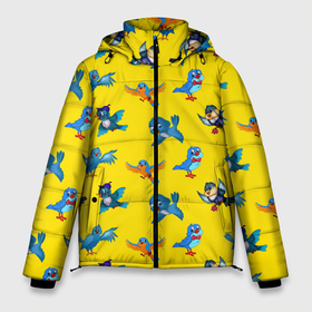 Мужская зимняя куртка 3D с принтом Мультяшные птицы в Белгороде, верх — 100% полиэстер; подкладка — 100% полиэстер; утеплитель — 100% полиэстер | длина ниже бедра, свободный силуэт Оверсайз. Есть воротник-стойка, отстегивающийся капюшон и ветрозащитная планка. 

Боковые карманы с листочкой на кнопках и внутренний карман на молнии. | арт | добрые | клювы | крылатые | мультик | полет | птицы | рисунок | синие
