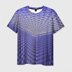 Мужская футболка 3D с принтом Неоновые кубы   оптическая иллюзия , 100% полиэфир | прямой крой, круглый вырез горловины, длина до линии бедер | Тематика изображения на принте: 3d | 3д | куб | кубы | неон | неоновая | неоновые | неоновый | оптическая иллюзия