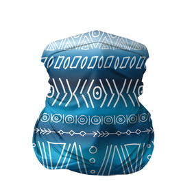 Бандана-труба 3D с принтом Узор в стиле бохо на синем фоне в Новосибирске, 100% полиэстер, ткань с особыми свойствами — Activecool | плотность 150‒180 г/м2; хорошо тянется, но сохраняет форму | bohemian chic | boho | boho chic | богемный стиль | бохо | геометрический узор